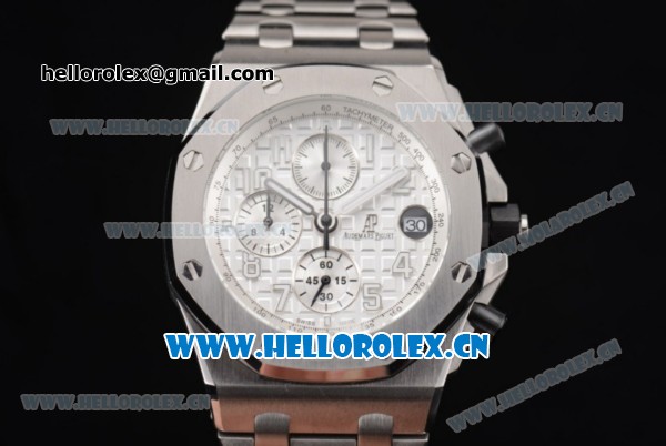 Audemars Piguet Royal Oak Offshore Seiko VK67 Quartz Stainless Steel Case/Bracelet with Silver Dial and Arabic Numeral Markers - Click Image to Close